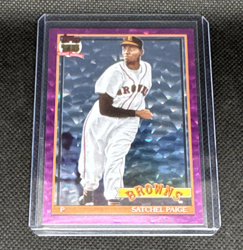 Topps Series 2 1991 insert purple CrackleFoil Satchel Paige P