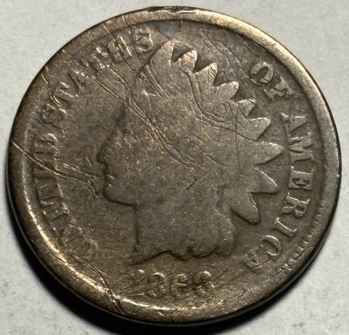 1866 Indian Head Cent — Circulated Det. 🔥 Better Date Album Filler