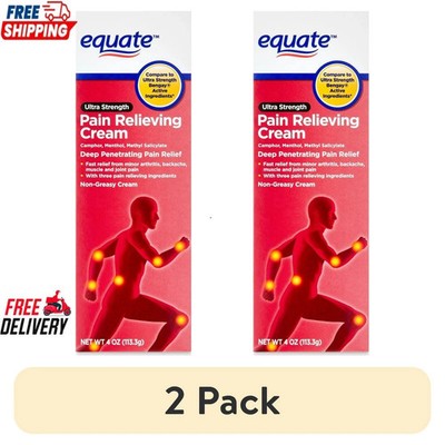 2 Packs Equate Ultra Strength Pain Relief Cream, 4 Oz