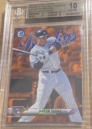 2017 Bowman Chrome Aaron Judge Orange Refractor/25. BGS 10 Pristine.