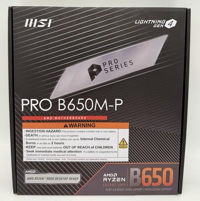MSI PRO B650M-P MicroATX Motherboard AMD Socket AM5 Ryzen DDR5 HDMI USB