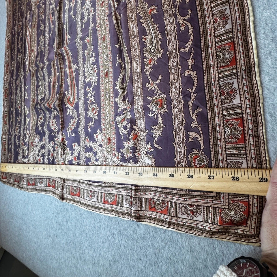 Etro Paisley Scarf Purple Gold Wool Silk Blend Italian Designer 30x30 Vintage - Image 3 of 4
