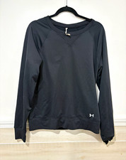 Under Armour ColdGear Men's M Black Fleece Pullover Crewneck Sweatshirt Logo