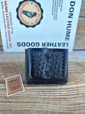 Vintage Don Hume Dark Brown Basket Leather Open Top Double Magazine Carrier