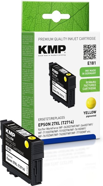 Kmp E181 Gelb Tintenpatrone Ersetzt Epson Workforce 27XL (T2714)-image