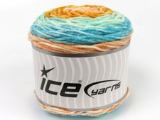 2-Skein Lot Cakes Splash Yarn Medium Acrylic 2x140g/225m Gold Turquoise White