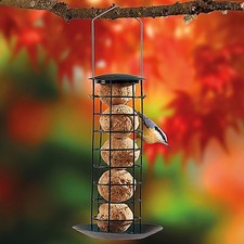 Wild Bird Hanging Suet Fat Ball Feeder Holder Lid & Tray Garden Bird Happy Beaks