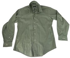 Arrow Mens Sateen Fitted Green Button up Long Sleeve Shirt Size 15.5 34/35