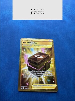 box of disaster pokemon gold card Pokémon Lost Origin 214/196 put 8 damage counters on the Attacking Pokemon.Attach Box of Disaster to 1 of your Pokemon that doesnt have a Pokemon Tool attached to it. Box of Disaster 214/196 -