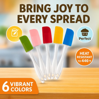 Mini Silicone Spatulas Set of 6 Small Heat Resistant Kitchen Utensils for Baking