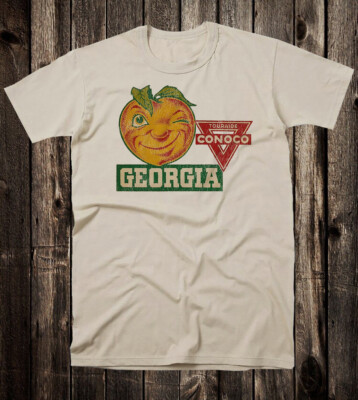 Retro Travel Tee T Shirt Souvenir Georgia State Peach  Conoco Oil