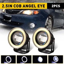 2.5 Car White Led Fog Light Projector Driving Lamp Cob Angel Eye Halo Ring Drl
