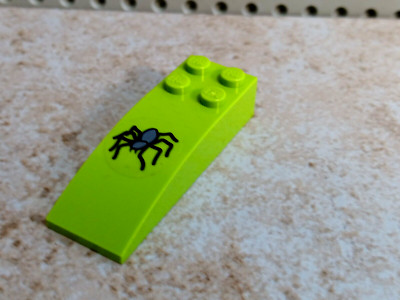 LEGO Spider Fender Car Part Stand 2x2 Top Sloped Curved Lime Green Fun Sticker