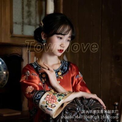 Womens Chinese Traditional MIn Guo Qipao Dress Printing Improved Cloak Cheongsam