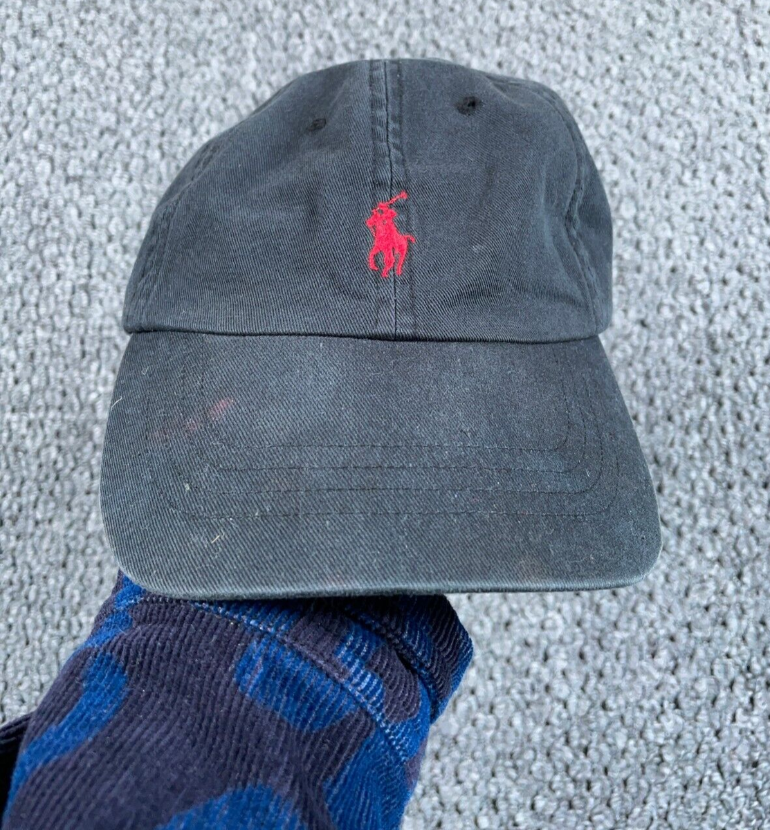 Polo Ralph Lauren 6 Panel Hat Adult OS Black Red Pony Embroidered