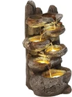 6-Tier Rockery Waterfall Outdoor Fountain Courtyard Garden Decor with Led Lights