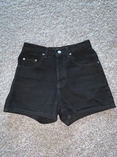 VINTAGE NWOT Guess Black Tonal High Rise Denim Shorts Sz 26 SOLDOUT