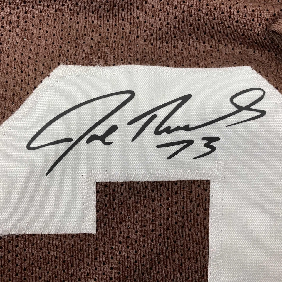 Camiseta deportiva facsímil autografiada Joe Thomas Cleveland marrón reimpresión talla XL para hombre Foto 2 de 4