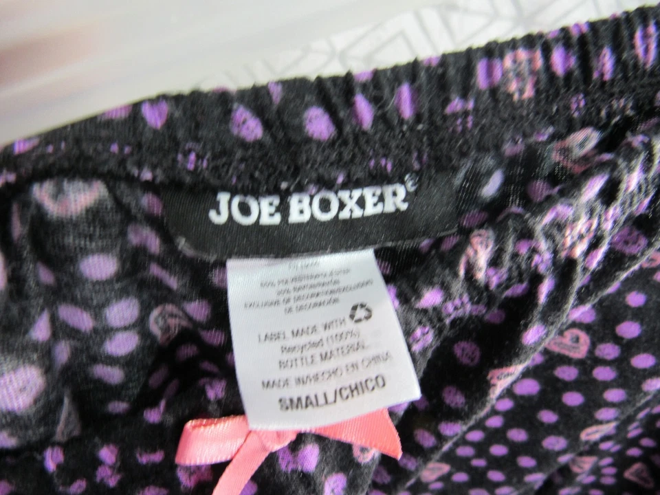Pantalones de Pijama Joe Boxer Talla S Negro Púrpura Rosa Cintura Elástica Lunares Corazones Foto 2 de 3
