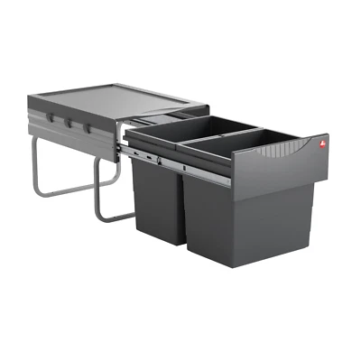 Hailo Abfallsammler 3641521 Einbau Mülleimer dunkelgrau 36 Ltr Abfalleimer 2fach - Bild 1 von 4