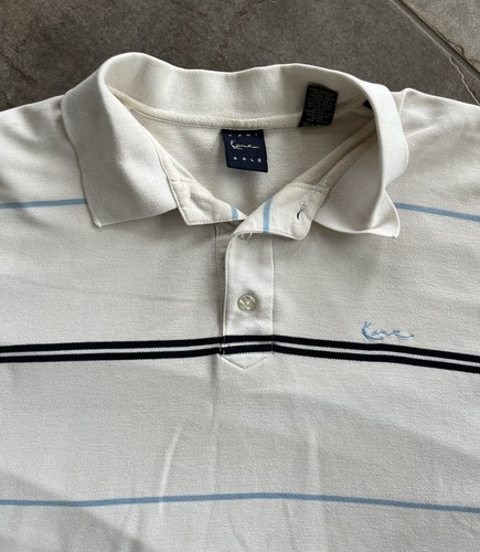 Vtg 90s Karl Kani Blue Label Striped Polo Short Sleeve Mens Size 2XL Tupac - Picture 4 of 12