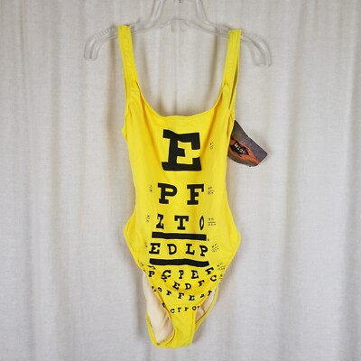 NWT Hot Shapes One Piece Eye Chart 80s Swimsuit Bathing Suit - Main Image