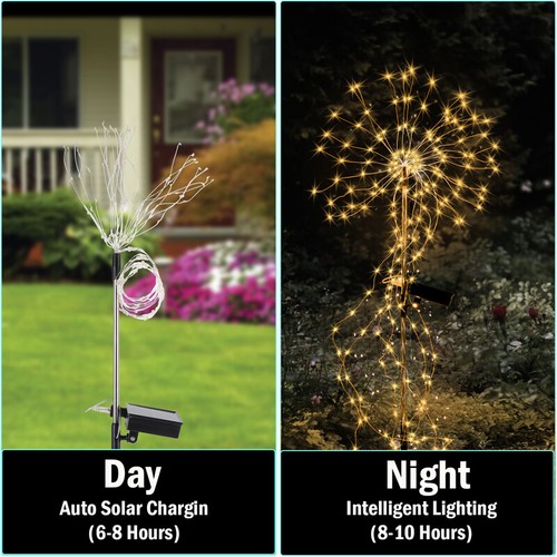 Solar Fuegos Artificiales Lights Outdoor Garden DIY Fairy Lamp 8 Modes w/ Remote - Picture 5 of 14