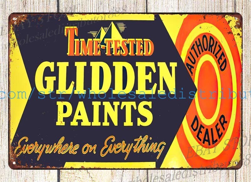 Glidden Paint Dealer metal tin sign garage wall posters