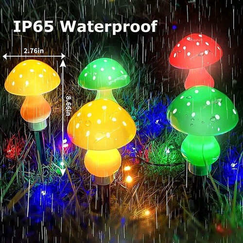 8Pcs LED Solar Mushroom Lights Outdoor Garden Decor Waterproof Fairy Light Lamp - Picture 8 of 9