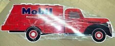 Mobil Gas Truck, Die-Cut Heavy Steel Sign, Porcelain Look & Feel