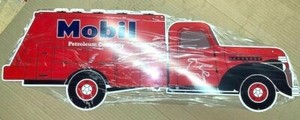 Mobil Gas Truck, Die-Cut Heavy Steel Sign, Porcelain Look & Feel
