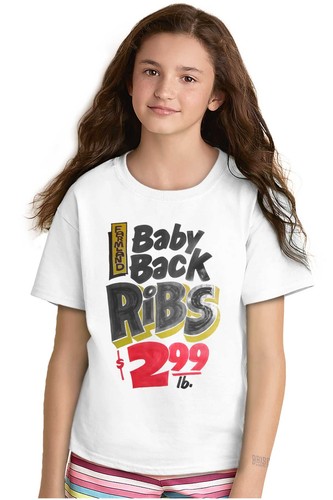 Retro Baby Back Ribs Supermarket Food Poster Youth Crewneck T Shirts Boy or Girl - Picture 3 of 7