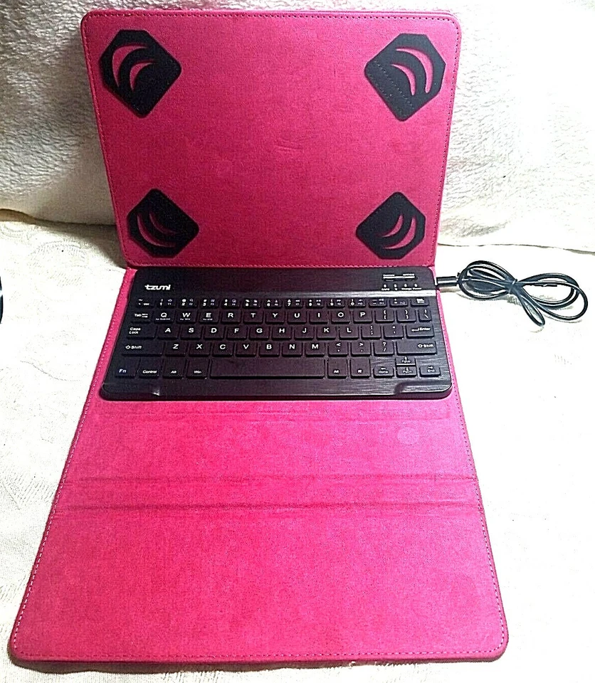 Tzumi Bluetooth Keyboard Tablet Case 8.9-10" Folio Android iPad Hot Pink  - Image 4 of 4