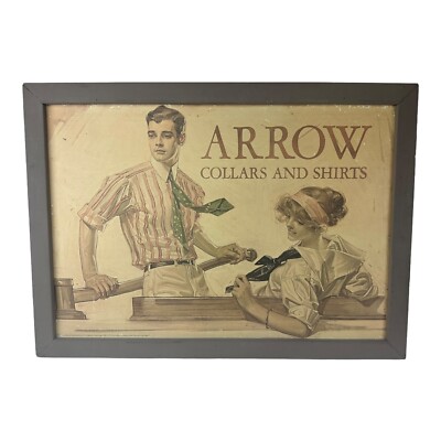 VTG Framed Arrow Collars and Shirts Advertising Sign.  ***RARE***Menswear