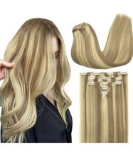 9A Light Blonde Highlighted Golden Blonde Human Hair Ext 20in, 70g 5pcs
