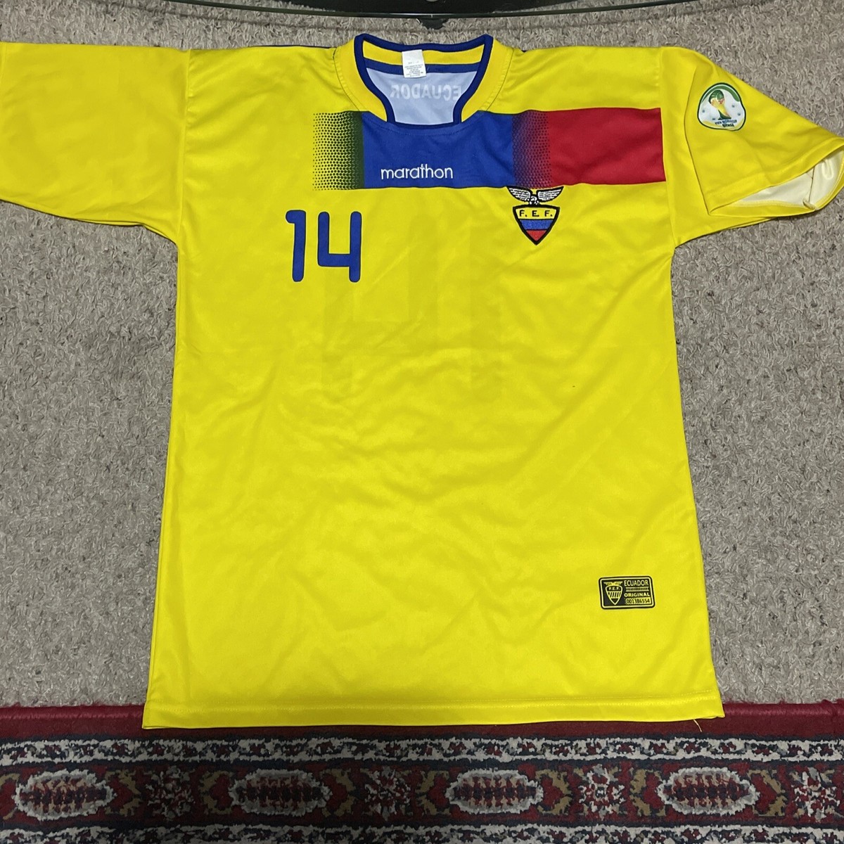 マラソン エクアドル代表 ユニフォーム カビエデス #9 Marathon Sports FEF Ecuador Football Soccer White Jersey Tee