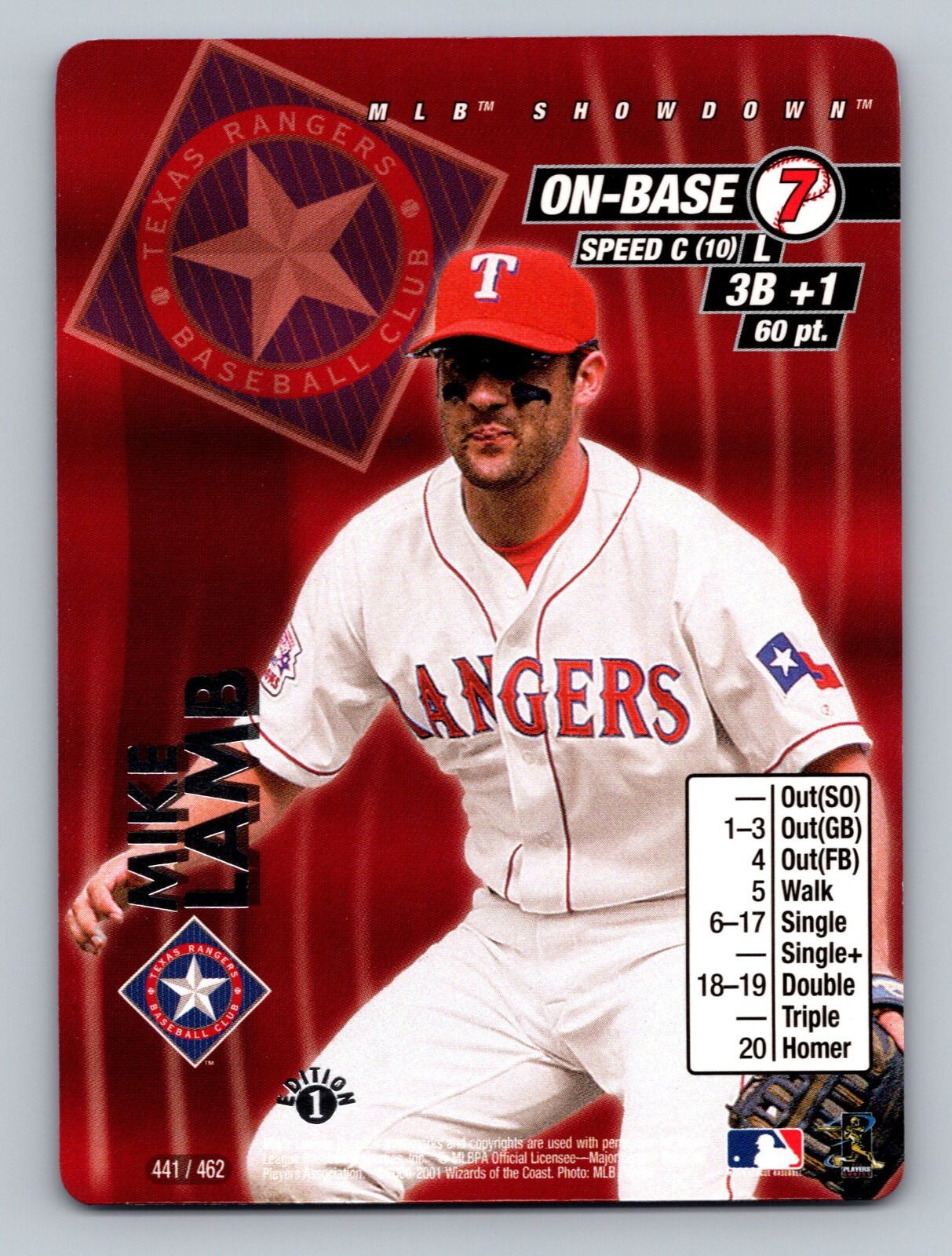 2001 MLB Showdown 1st Edition #441 Mike Lamb Texas Rangers