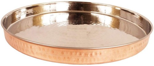 Indian Traditional Antique Steel Copper Dinner Thali 12 Inch For Dinnerware