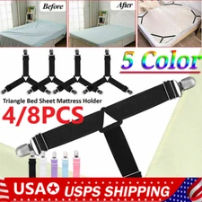 4Bed Sheet Fasteners Adjustable Elastic Suspenders Straps Mattress Covers Clips