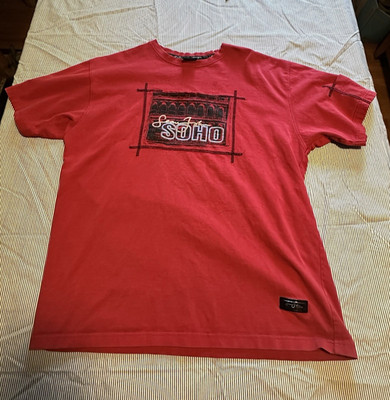 Sean John Men's L Red Logo Graphic Print Crew Neck Short Sleeve Cotton Tee