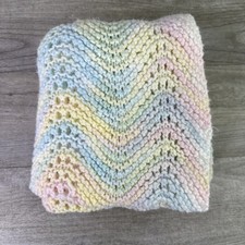 Handmade Crochet Baby Blanket Throw Soft Pastel Colors 33  x33  