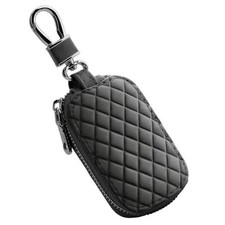 Car Key Case, Genuine Leather Key Fob Cover, Anti-Scratch Remote Car Keys Black