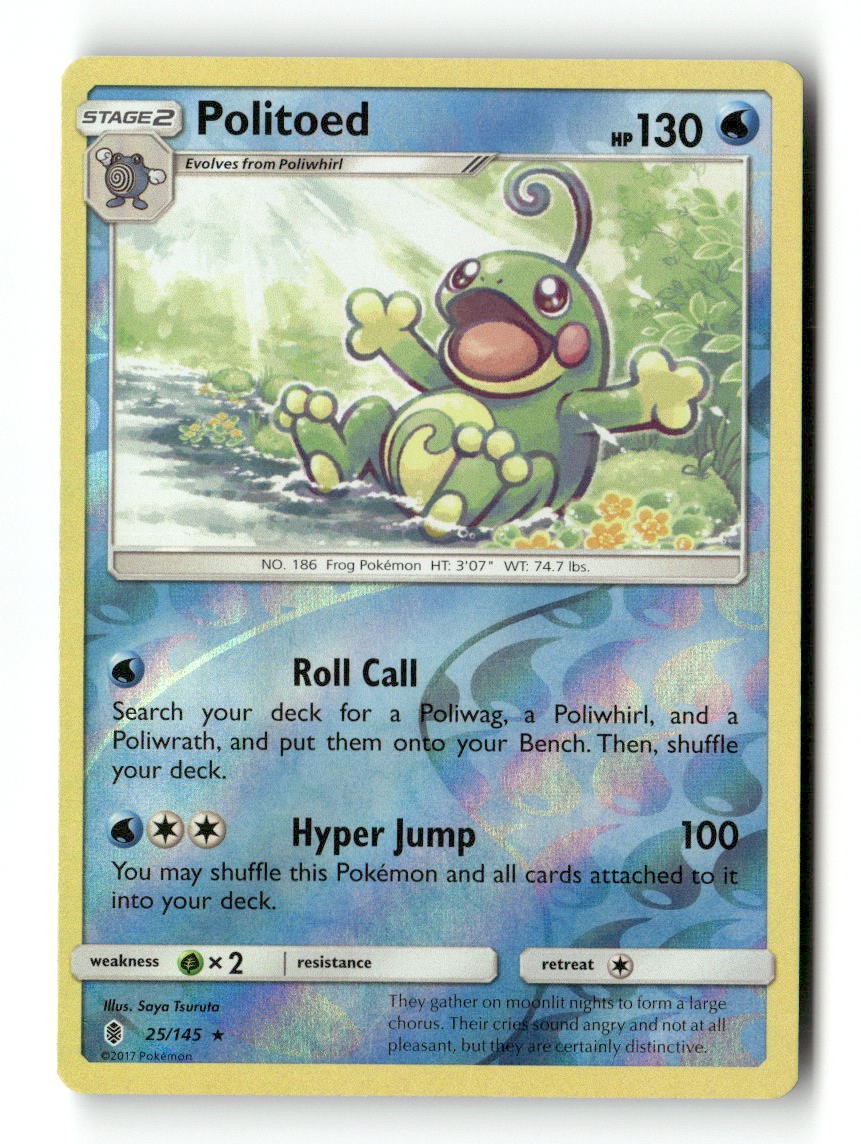 Politoed 25/145 Holo Rare Guardians Rising Pokemon Reverse Holo NM