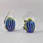 Set of 2 Murano Style Art Glass Angel Fish Hand Blown Figurine Paperweights