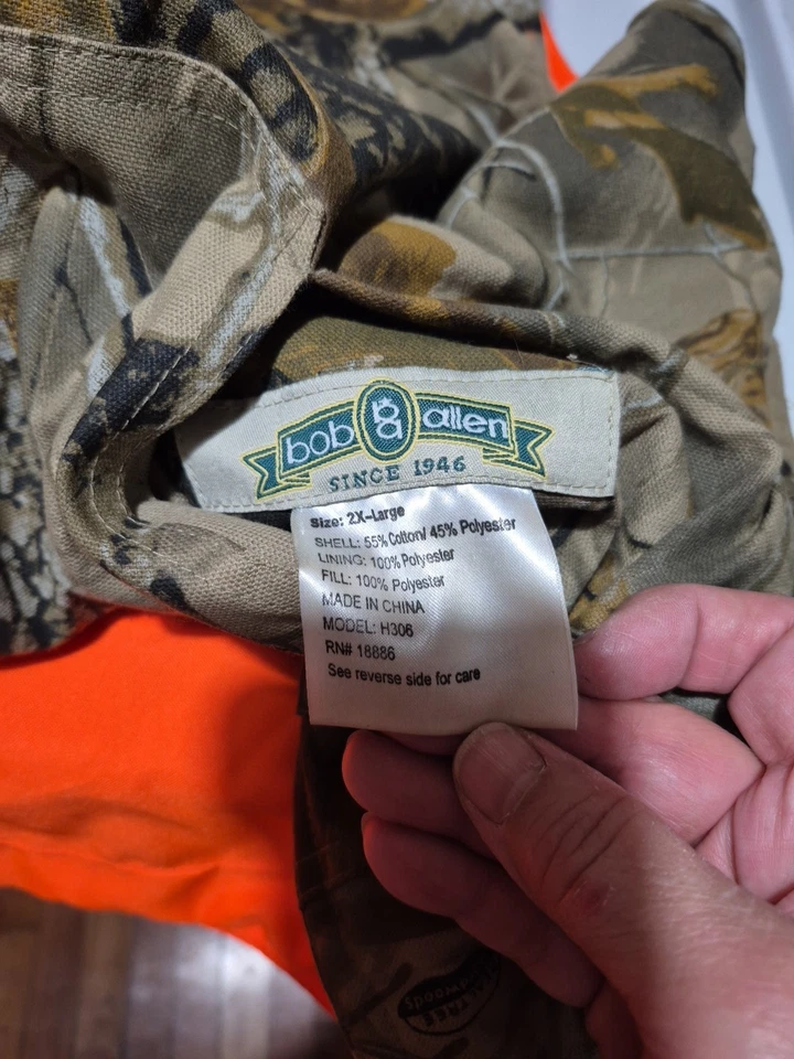 Mens 2x Bob Alken Camo Blaze Orange Reversable Vest NAHC Life Member Patch - Image 4 of 4