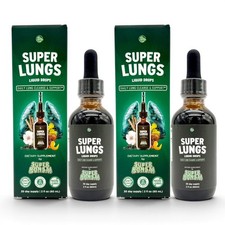 Super Lungs Liquid Drops 2oz Daily Lung Cleanse Support Supplement Set Of 2