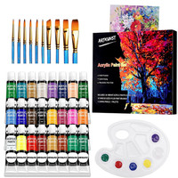 Acrylfarben Set 36 Teile 24 Tuben 10 Pinsel 1 Leinwand 1 Palette AnfäNger Kinder