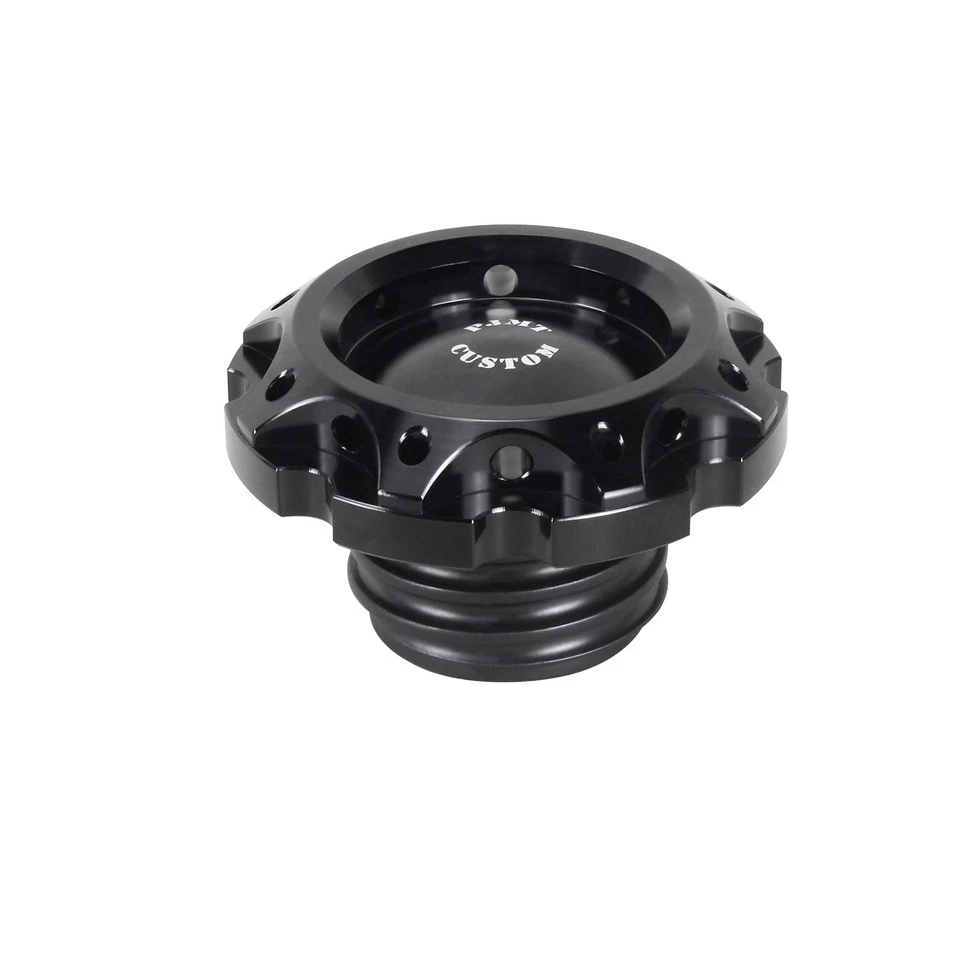Black Vented Gas Fuel Tank Cap for Harley 1992-2017 Dyna, 2000-24 Softail FL FX Foto 4 de 4