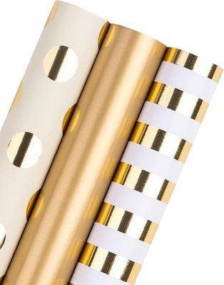 Gold Wrapping Paper Roll - Mini Roll - 3 Rolls - 17 Inch X 120 Inch Per Roll -