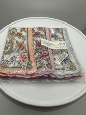 Lot 6 VTG Ladies Cotton Handkerchief Hankies Jean D'Orly Paris Floral NEW